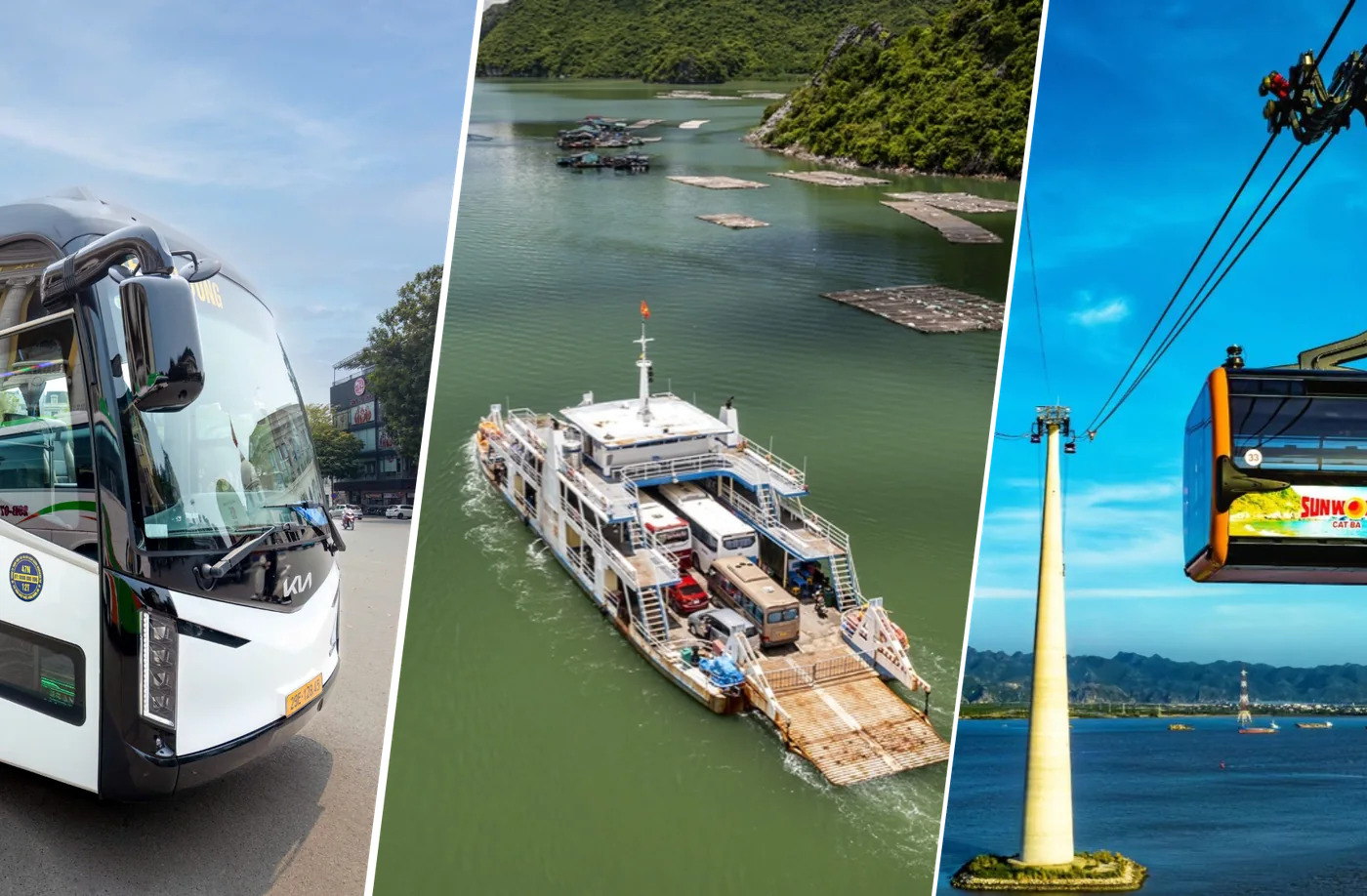Hanoi to Cat Ba bus, ferry and cable car transfer